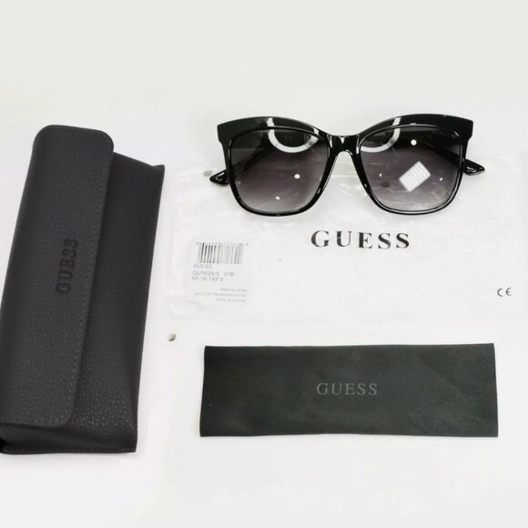 GUESS Womens Sunglasses Square Glossy Black Gradient Smoke - Picture 2 of 6